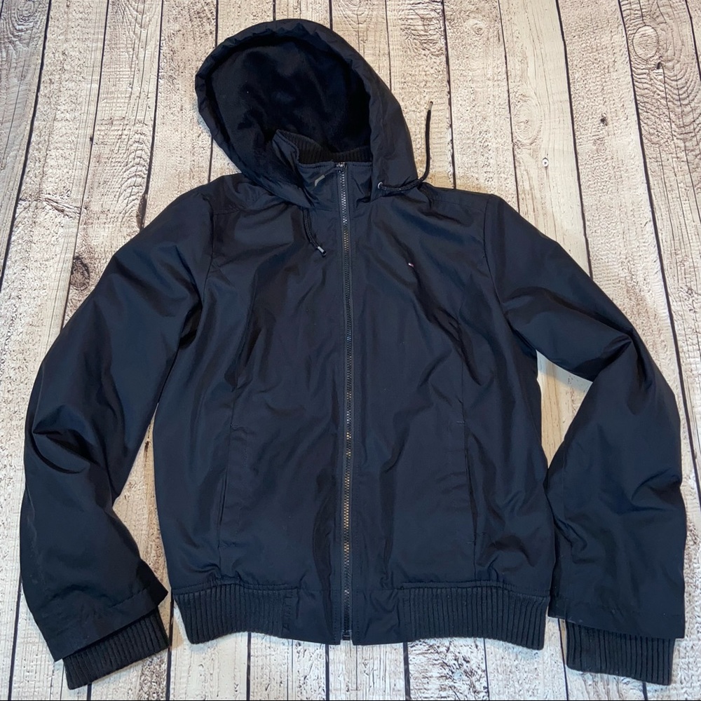 Tommy Hilfiger XL Black winter hooded coat